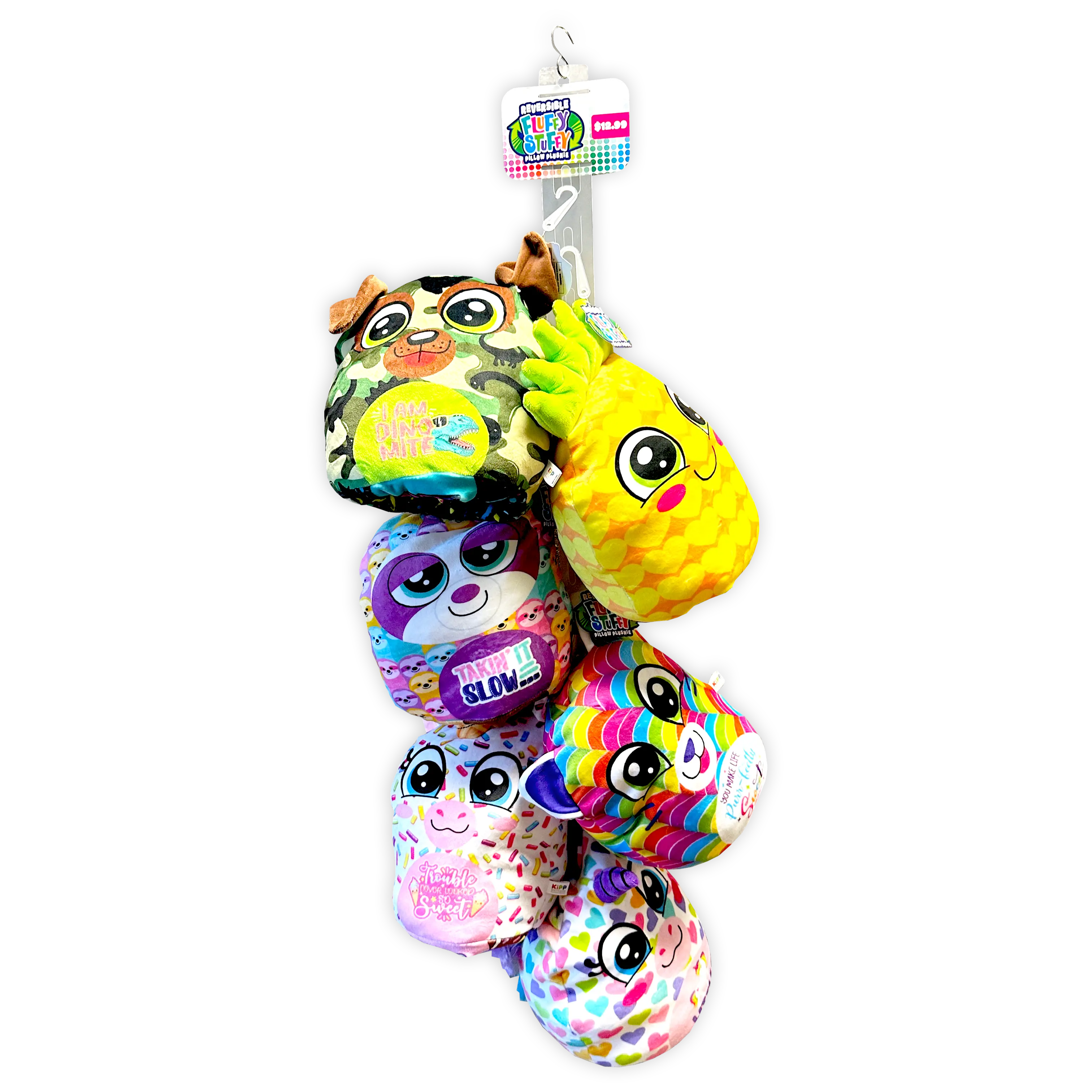 Reversible Fluffy Stuffy Plush with Merchandising Strip - 6 Pieces Per Pack 23578 KIPP BROTHERS