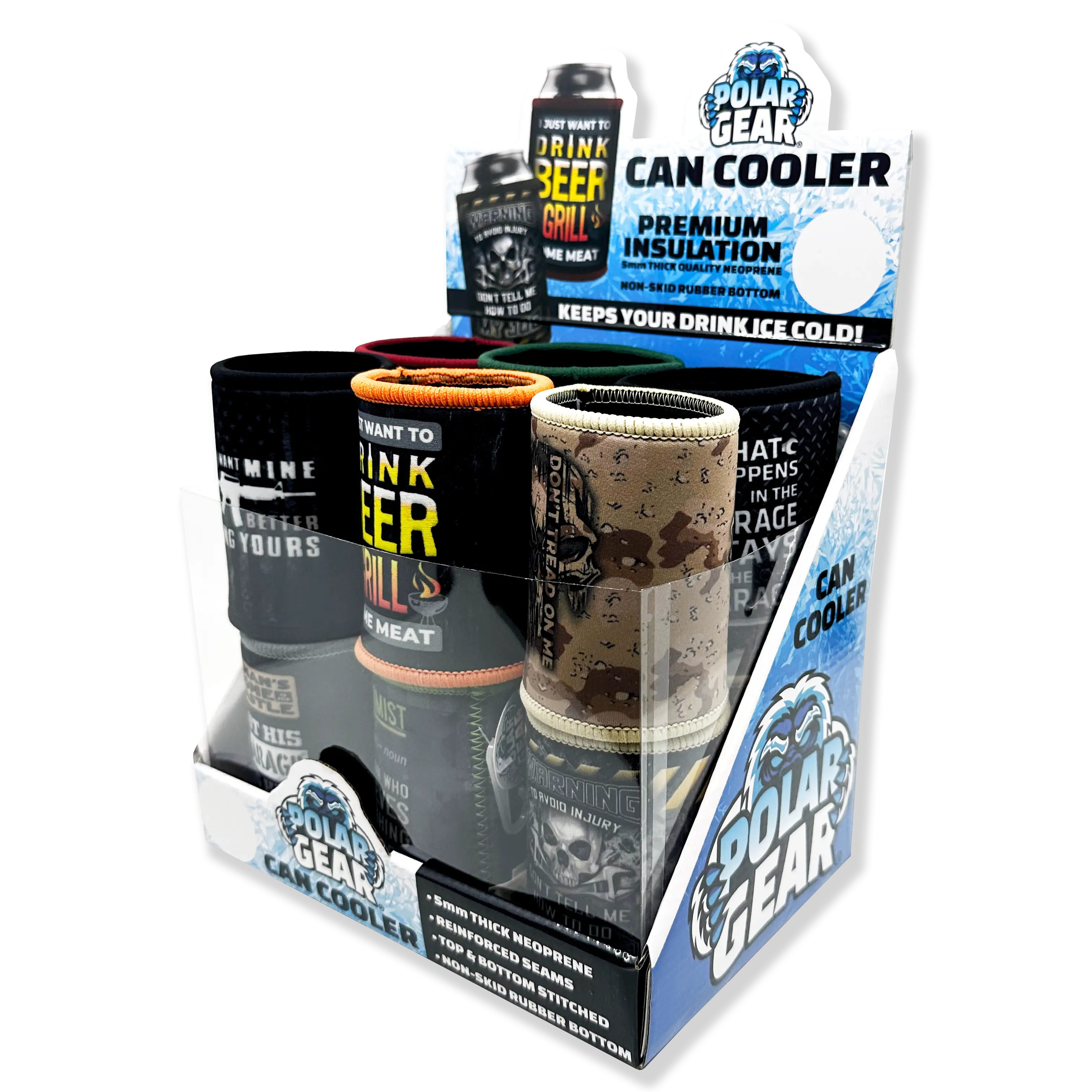 Neoprene Can & Bottle Cooler - 12 Pieces Per Retail Ready Display 23738 POLAR GEAR