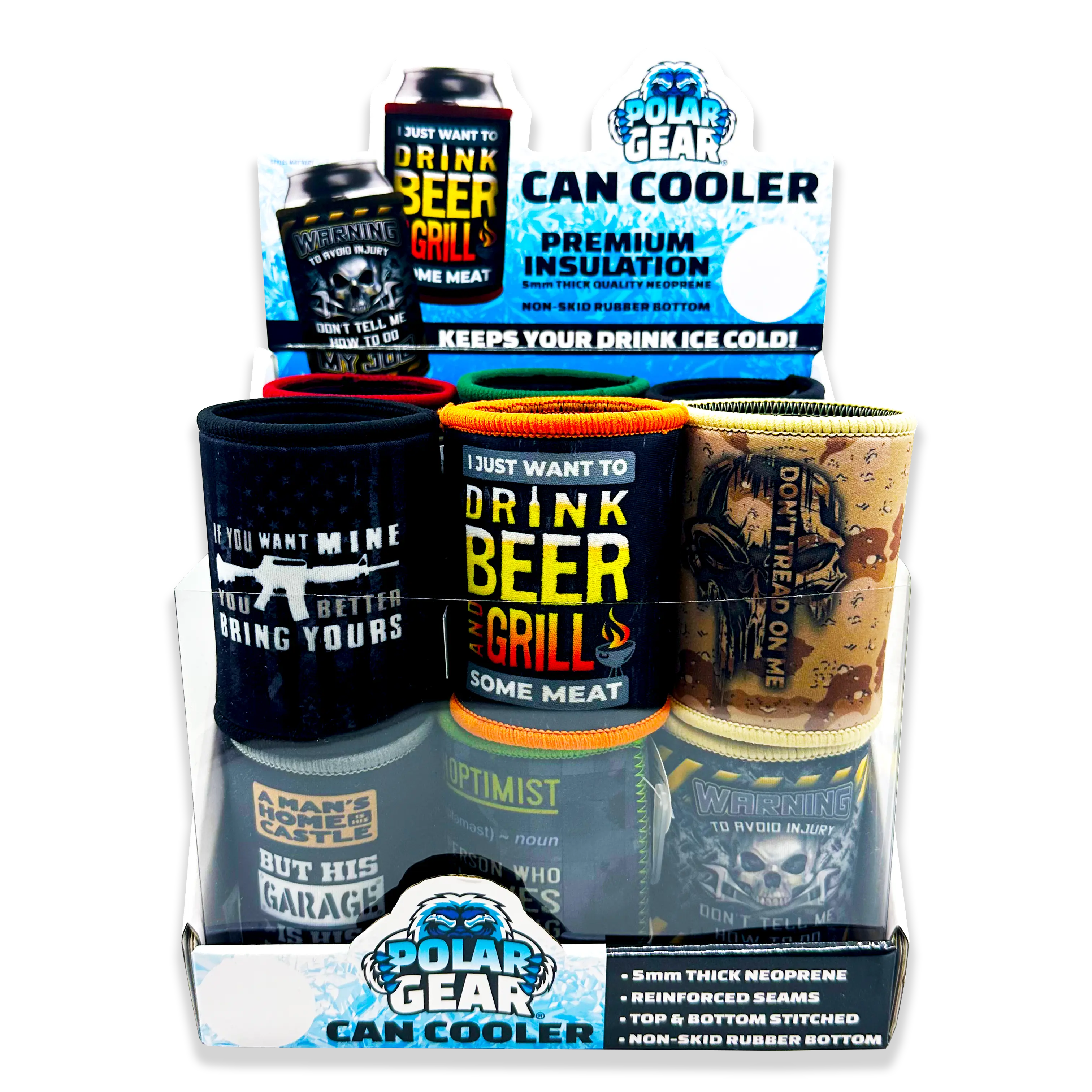 Neoprene Can & Bottle Cooler - 12 Pieces Per Retail Ready Display 23738 POLAR GEAR