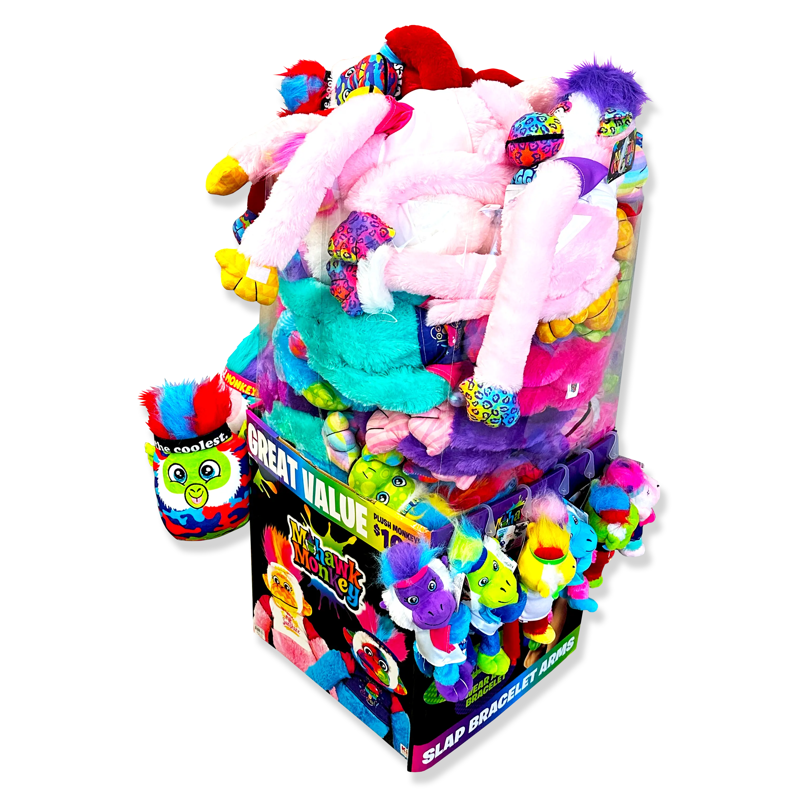 Plush Mohawk Monkey Assorted Floor Display - 30 Pieces Per Retail Ready Display 88436 KIPP BROTHERS