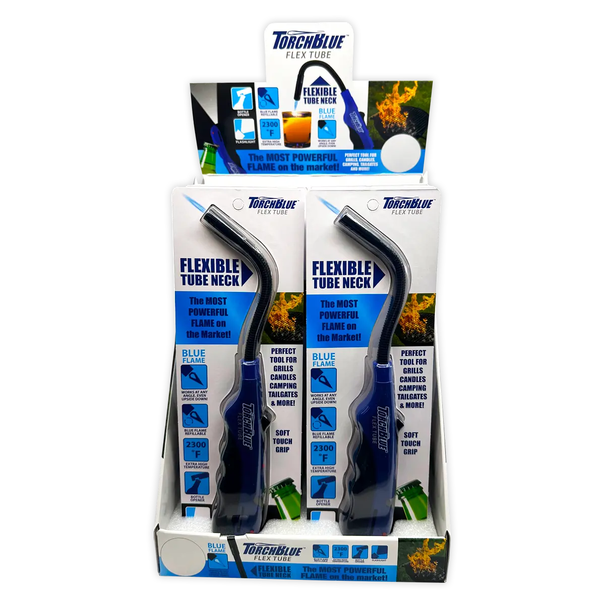 Utility Torch Flexible Head Lighter with Bottle Opener- 12 Pieces Per Retail Ready Display 21789 TORCH BLUE