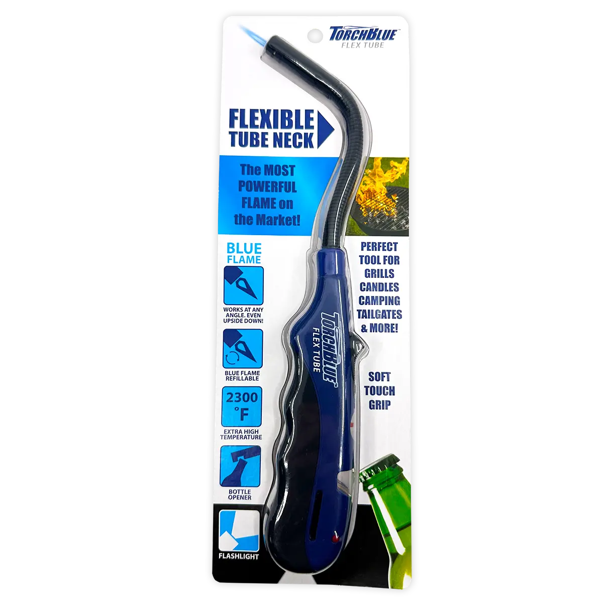 Utility Torch Flexible Head Lighter with Bottle Opener- 12 Pieces Per Retail Ready Display 21789 TORCH BLUE