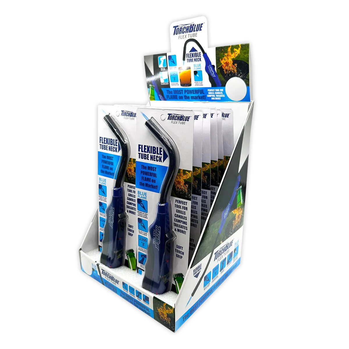 Utility Torch Flexible Head Lighter with Bottle Opener- 12 Pieces Per Retail Ready Display 21789 TORCH BLUE