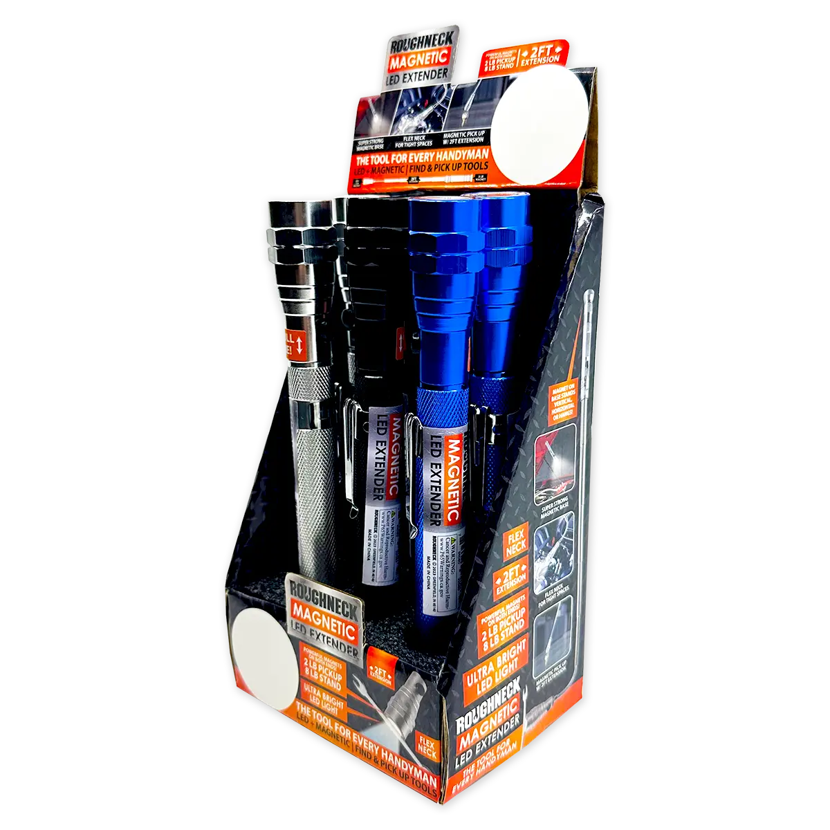 LED Flashlight Extender Tool with Magnetic Stand - 6 Pieces Per Retail Ready Display 22583FAM ROUGHNECK