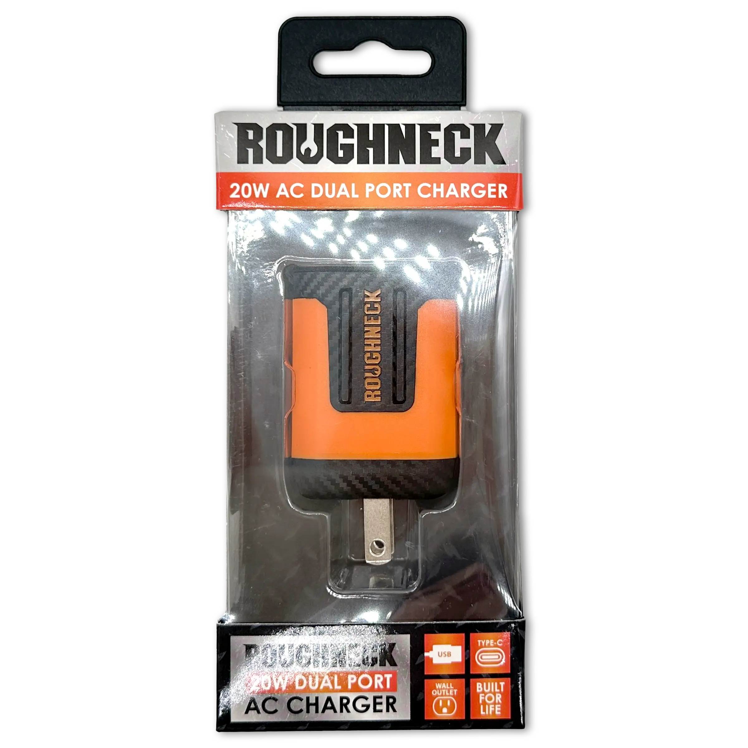 AC Wall Charger Dual Port USB / USB-C 20 Watts - 4 Pieces Per Retail Ready Pack 23689MN ROUGHNECK