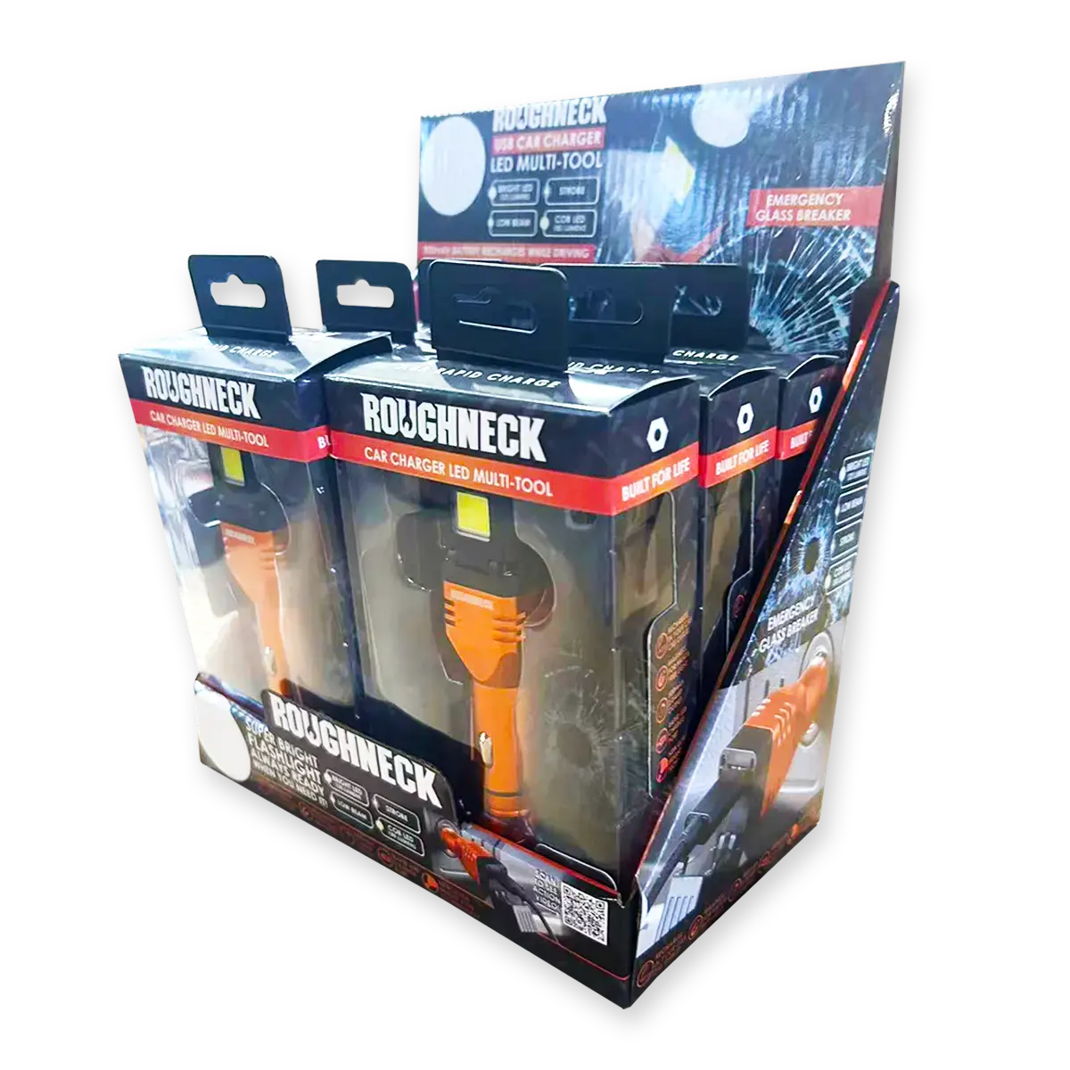 Car Charger DC Dual Port USB / USB-C with Flashlight - 6 Pieces Per Retail Ready Display 23693MND ROUGHNECK