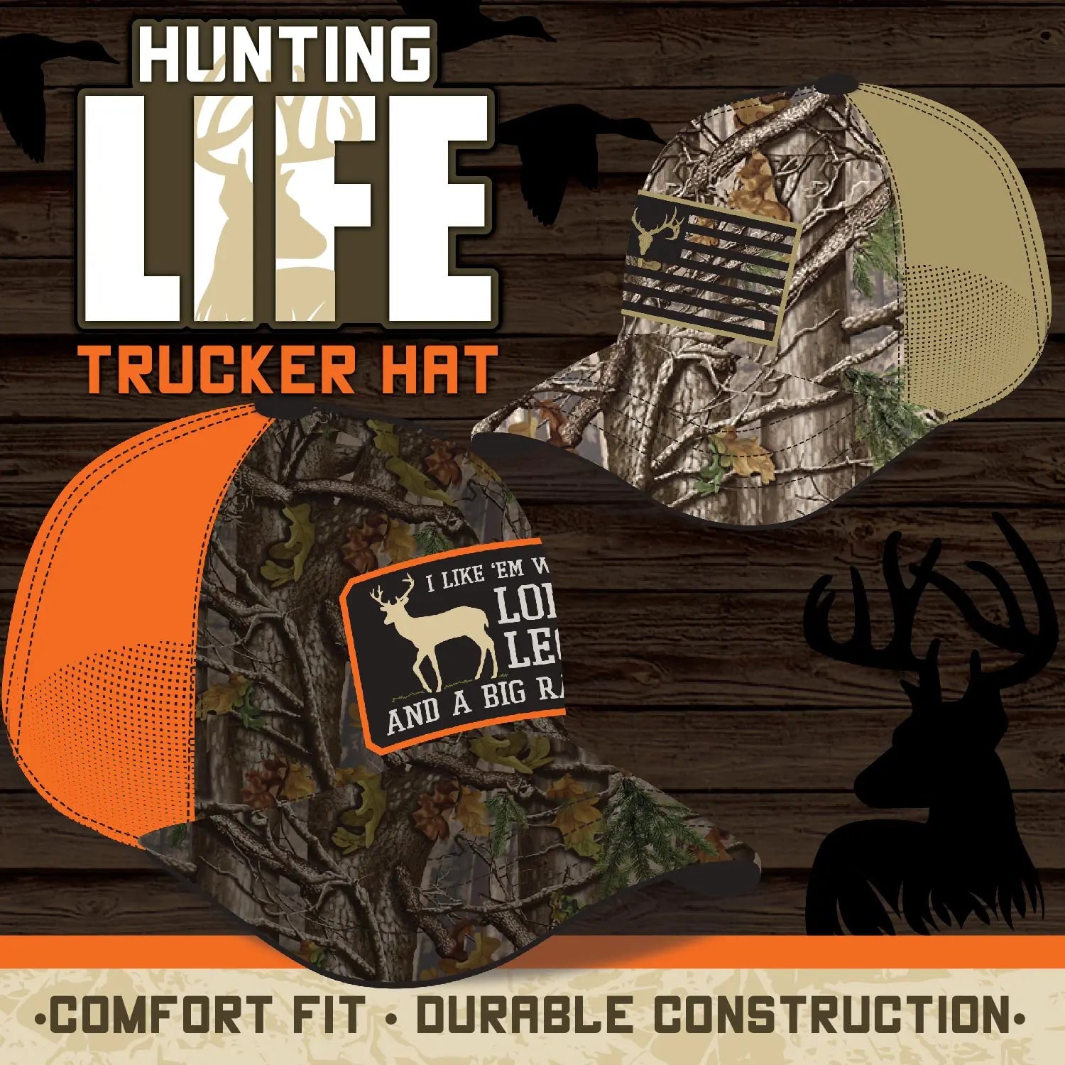 Trucker Hat Hunting Life Ball Cap - 6 Pieces Per Retail Ready Display 23756 ROUGHNECK