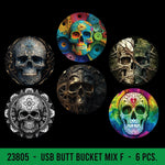 Printed Lid Butt Bucket Ashtray With Usb Coil Lighter & LED Light - 6 Per Retail Ready Wholesale Display 23805 SMOKEZILLA