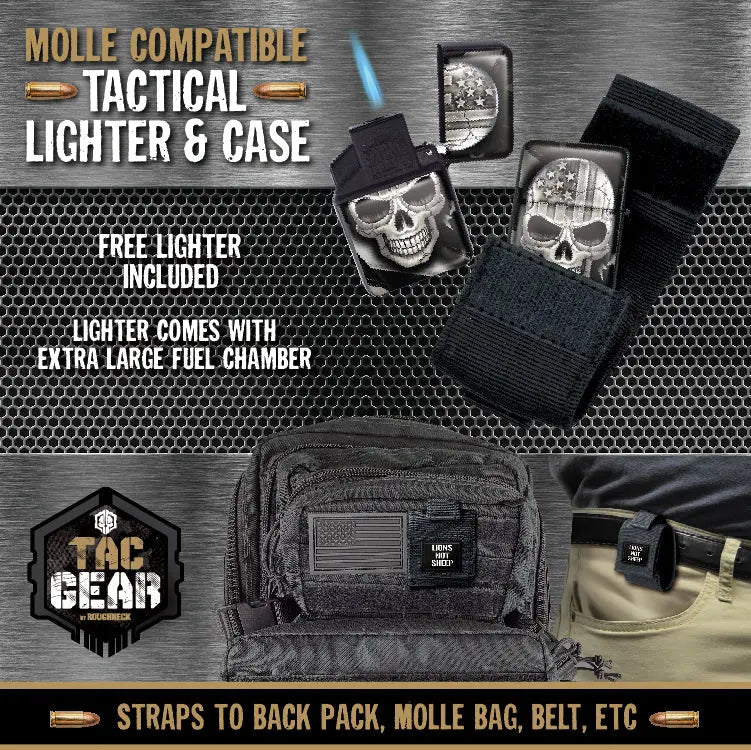 Patriotic Metal Flip Torch Lighter with MOLLE Case - 12 Pieces Per Retail Ready Display 23833 TAC GEAR