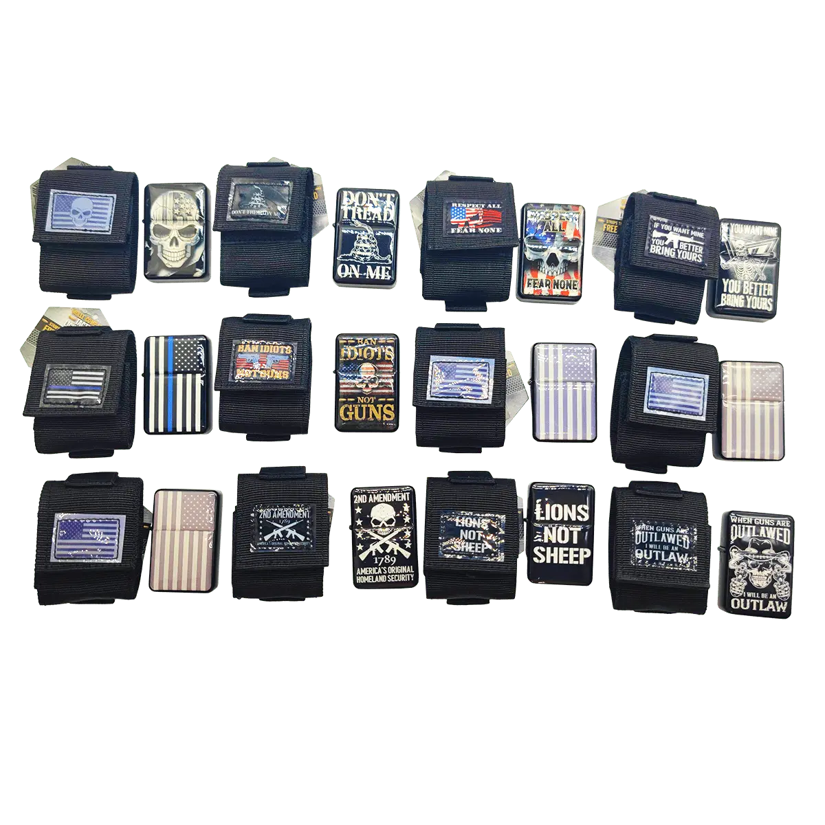 Patriotic Metal Flip Torch Lighter with MOLLE Case - 12 Pieces Per Retail Ready Display 23833 TAC GEAR