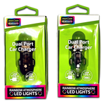 Car Charger  DC Dual Port USB / USB-C with Rgb Light Effects - 6 Pieces Per Retail Ready Display 23878 GADGET GEAR