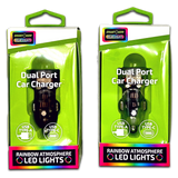 Car Charger  DC Dual Port USB / USB-C with Rgb Light Effects - 6 Pieces Per Retail Ready Display 23878 GADGET GEAR