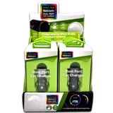 Car Charger  DC Dual Port USB / USB-C with Rgb Light Effects - 6 Pieces Per Retail Ready Display 23878 GADGET GEAR