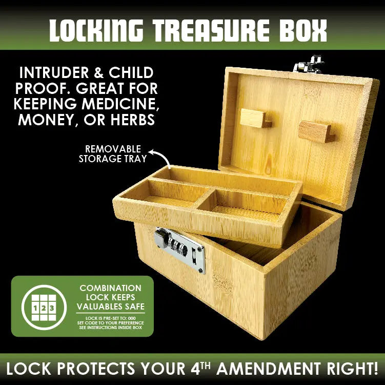 Wood Locking Storage Box with Tray - 6 Pieces Per Retail Ready Display 23893 SMOKEZILLA