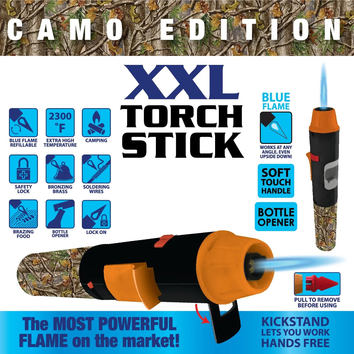 Camo Torch Stick Lighter- 6 Pieces Per Retail Ready Display 40304 TORCH BLUE