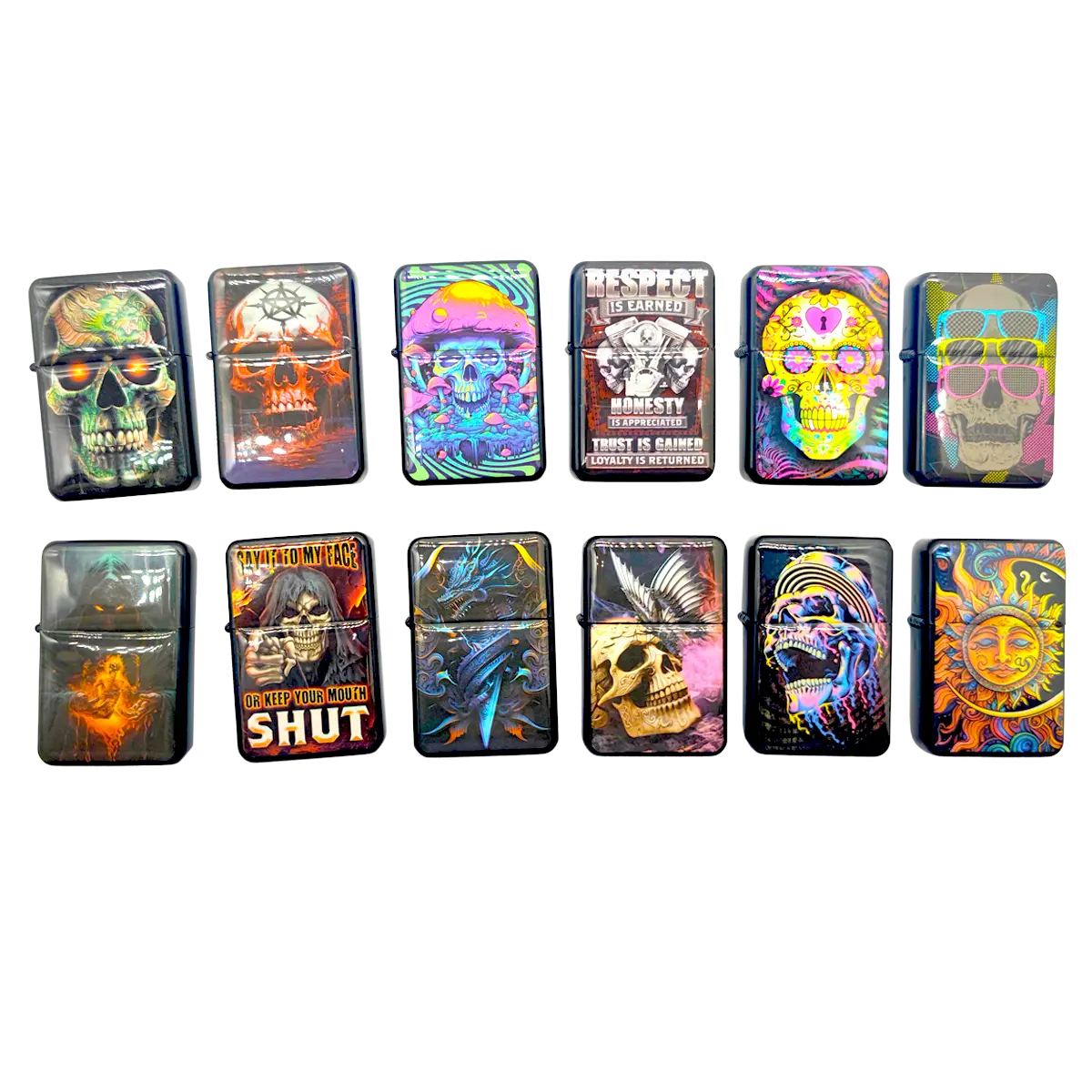 Metal Flip Top Pipe Lighter - 12 Pieces Per Retail Ready Display 23983 SMOKEZILLA