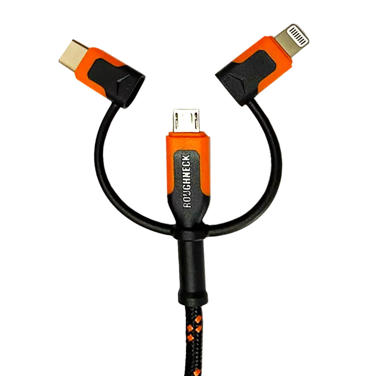 Charging Cable 3 in 1 Multi-Head USB to USB-C / Lightning / Micro USB 10FT 2.4 Amp - 6 Pieces Per Retail Ready Display 24072 ROUGHNECK