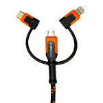 Charging Cable 3 in 1 Multi-Head USB to USB-C / Lightning / Micro USB 10FT 2.4 Amp - 6 Pieces Per Retail Ready Display 24072 ROUGHNECK