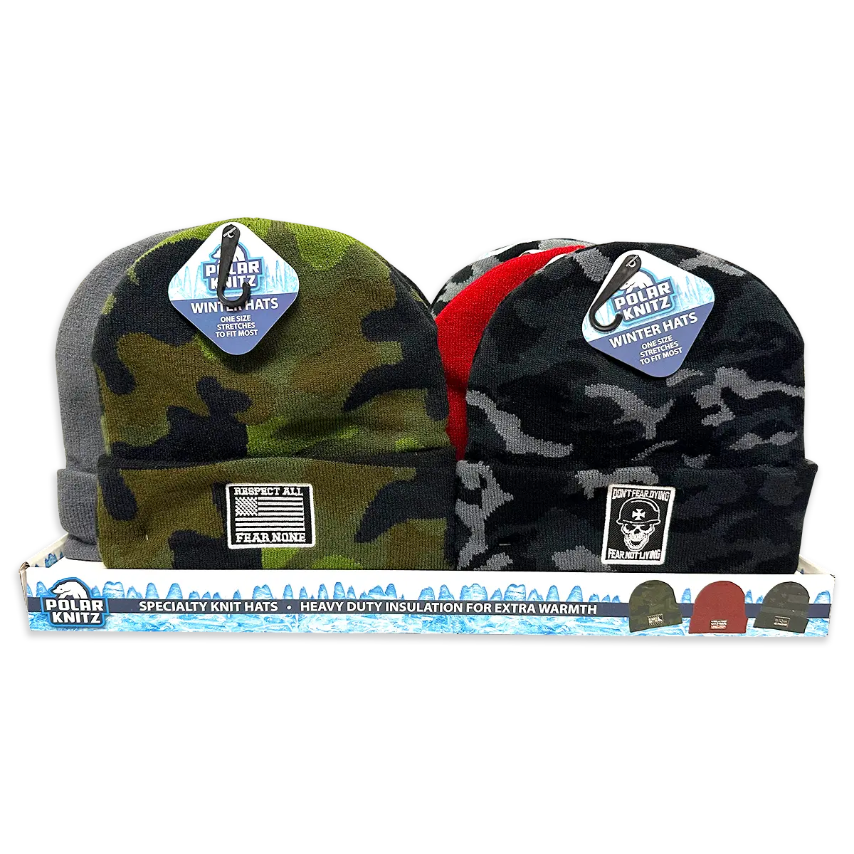 Cuffed Knit Hat Beanie Assortment - 12 Pieces Per Retail Ready Display 24098 POLAR GEAR