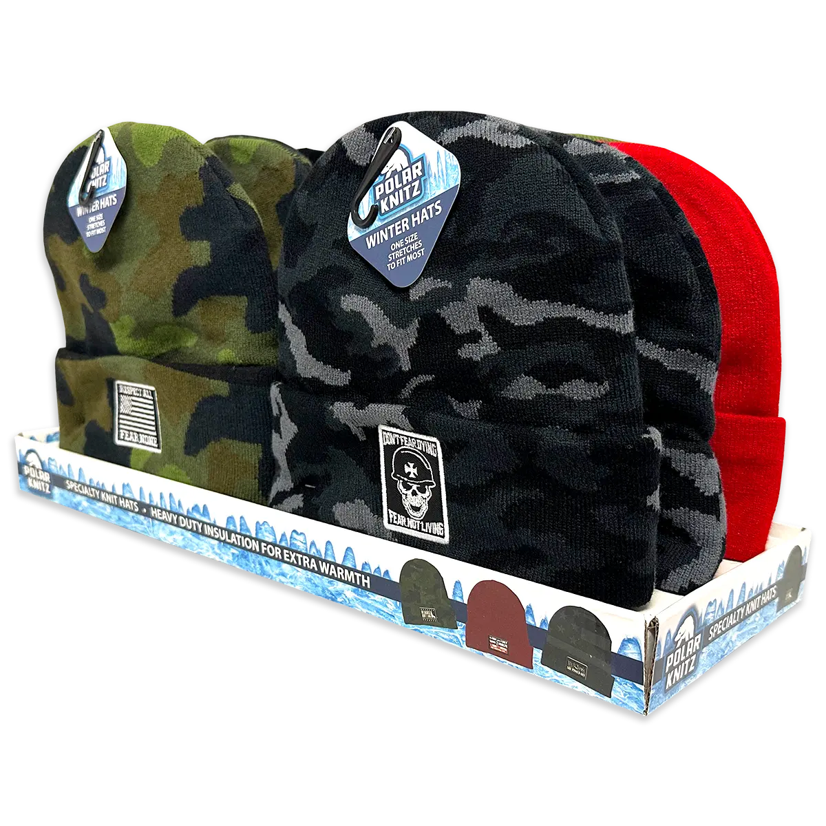 Cuffed Knit Hat Beanie Assortment - 12 Pieces Per Retail Ready Display 24098 POLAR GEAR