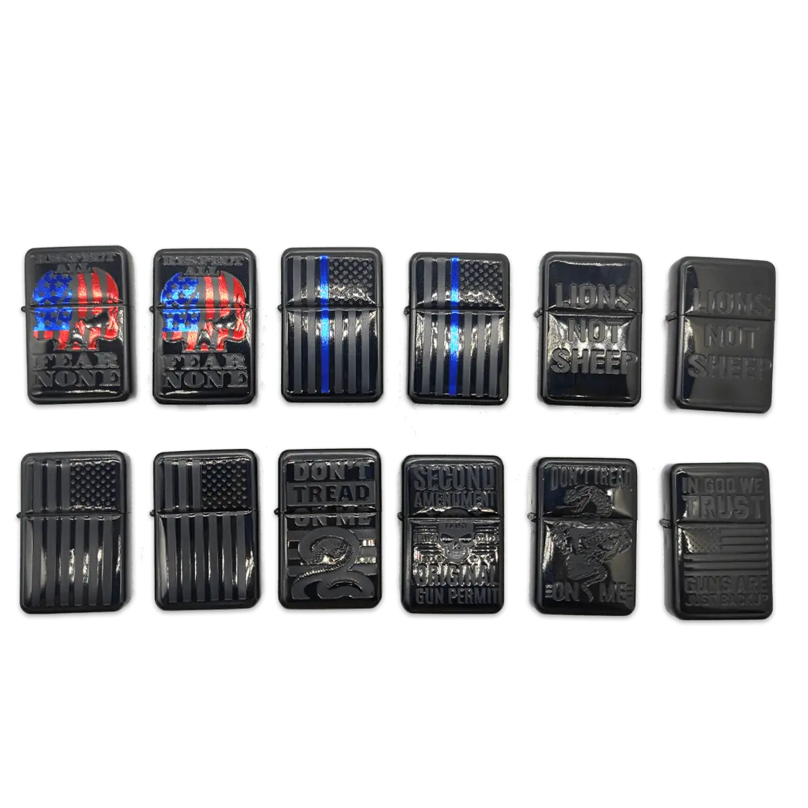 Patriotic Metal Tac Gear Flip Torch Lighter - 12 Pieces Per Retail Ready Display 24105 TORCH BLUE