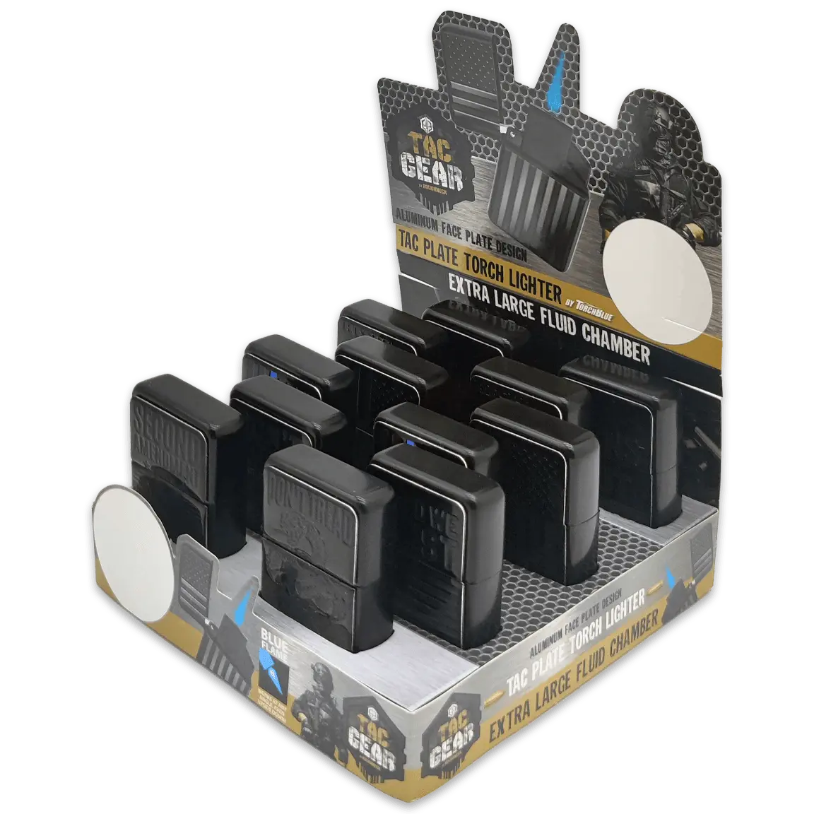 Patriotic Metal Tac Gear Flip Torch Lighter - 12 Pieces Per Retail Ready Display 24105 TORCH BLUE