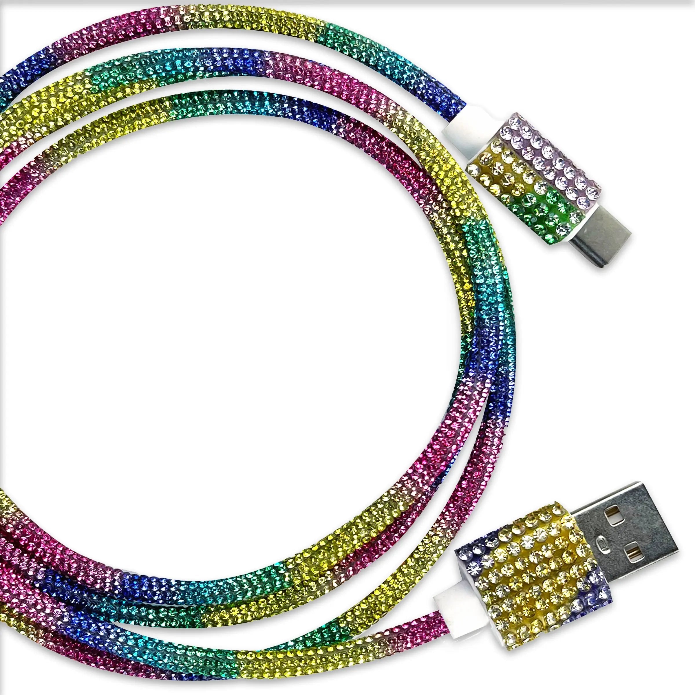 Charging Cable 3FT 2.4Amp USB-to-USB-C / Lightning Glitz N Glam Assortment - 6 Pieces Per Retail Ready Display 25948 GADGET GEAR