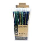 Stainless Steel Metal Straw With Rubber Tip - 50 Pieces Per Retail Ready Display 24353 POLAR GEAR