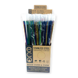 Stainless Steel Metal Straw With Rubber Tip - 50 Pieces Per Retail Ready Display 24353 POLAR GEAR
