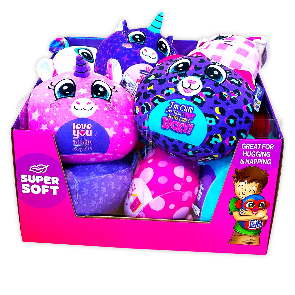 Kids Fluffy Stuffy Pillow Plush 12 Pieces Per Retail Ready Display 24406 KIPP BROTHERS