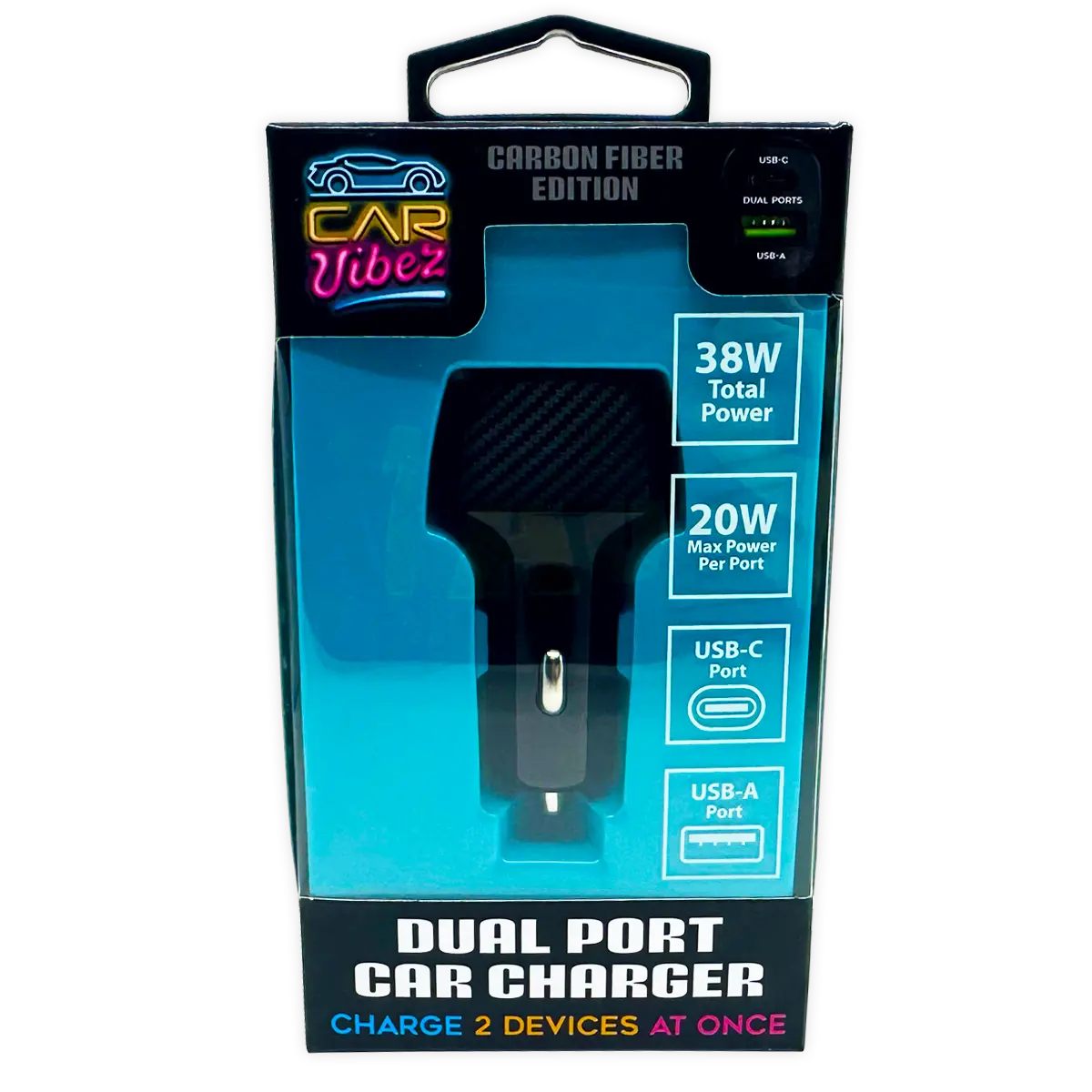 Car Charger Dual USB / USB-C 38 Watts - 3 Pieces Per Pack 24562 CAR VIBEZ