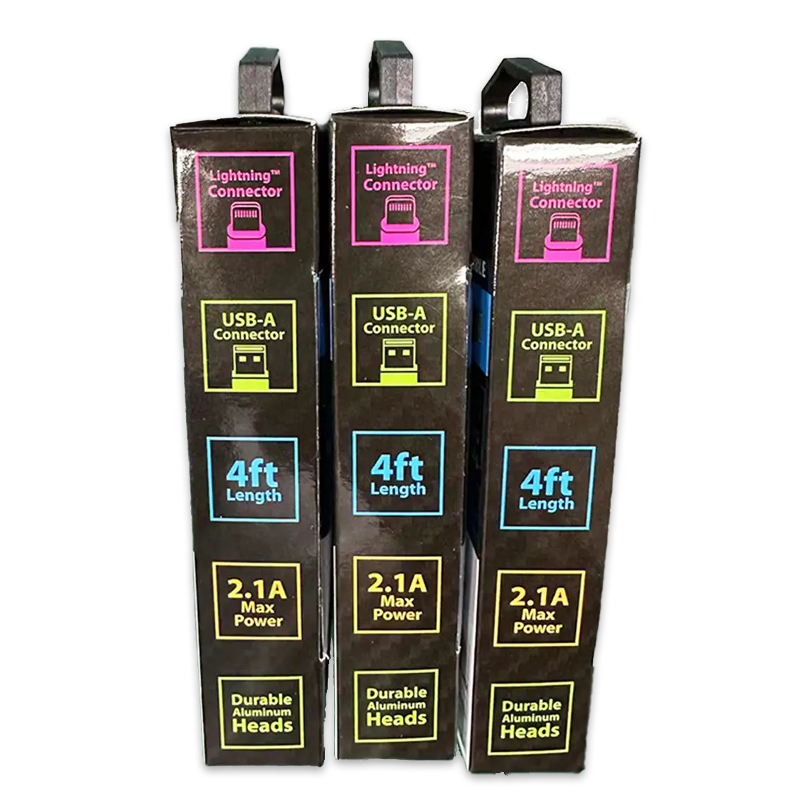 Charging Cable Carbon Fiber USB to Lightning 4FT 2.1 Amp - 3 Pieces Per Pack 24565 CAR VIBEZ