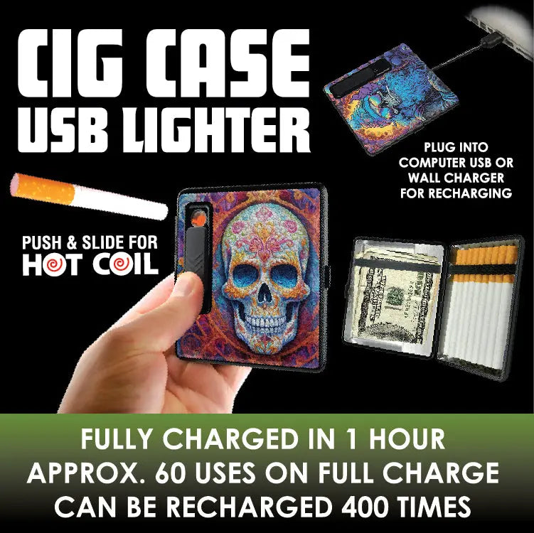 Cigarette Case with USB Coil Lighter Canada Themed Designs - 8 Pieces Per Retail Ready Display 41733 SMOKEZILLA