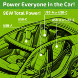 Backseat Car Charger 6 Port USB / USB-C 6FT 96 Watts - 6 Pieces Per Retail Ready Display 24695 GADGET GEAR