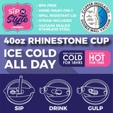 40 oz Insulated Rhinestone Cup - 6 Pieces Per Retail Ready Display 24911 ROUGHNECK