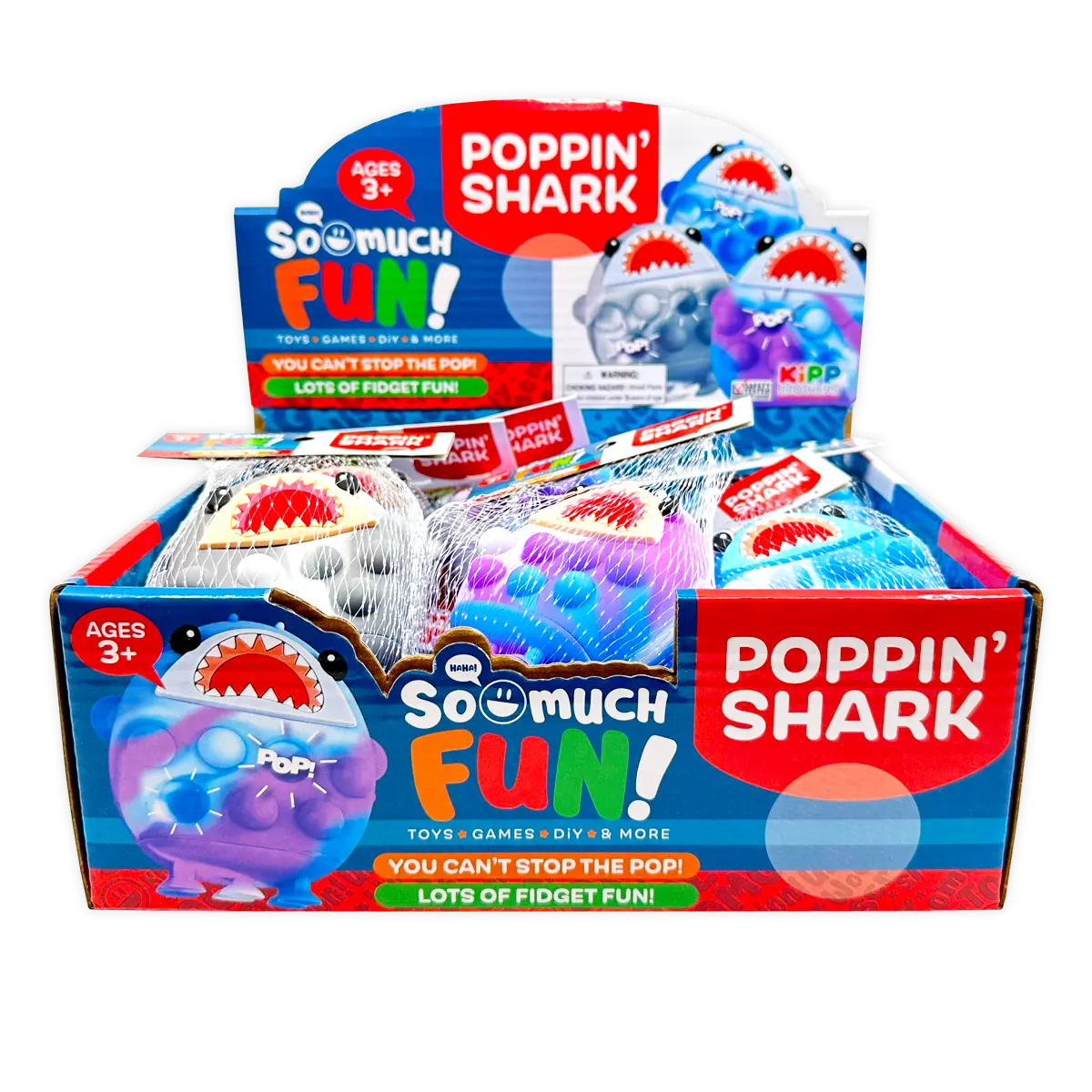 Fidget Pop Shark Ball Toy - 12 Pieces Per Retail Ready Display 25004 KIPP BROTHERS