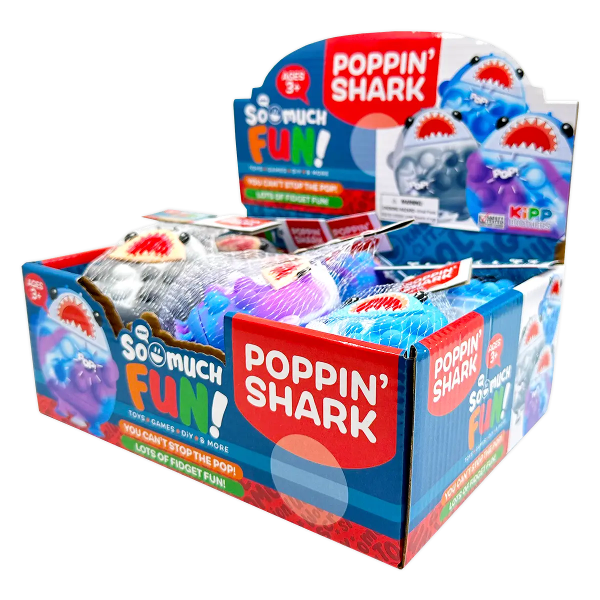 Fidget Pop Shark Ball Toy - 12 Pieces Per Retail Ready Display 25004 KIPP BROTHERS