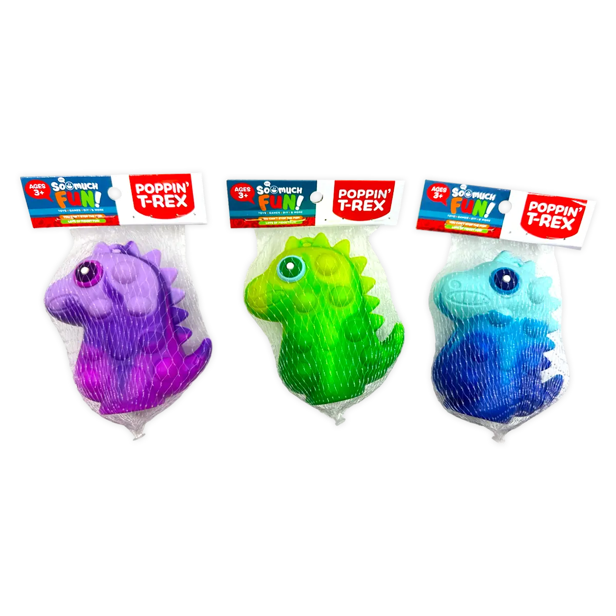 Fidget Pop Dino T-Rex Ball - 12 Pieces Per Retail Ready Display 25006 KIPP BROTHERS