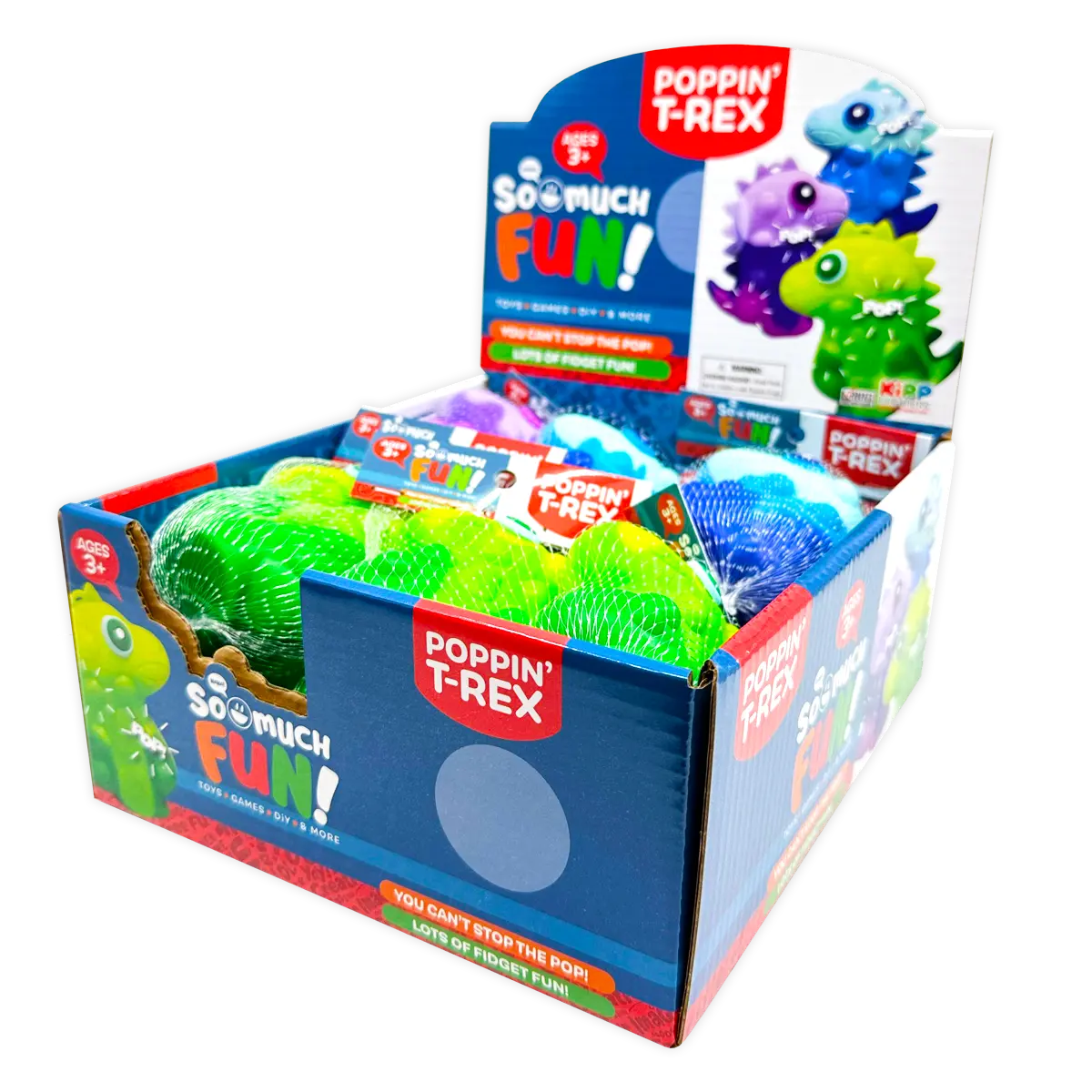 Fidget Pop Dino T-Rex Ball - 12 Pieces Per Retail Ready Display 25006 KIPP BROTHERS