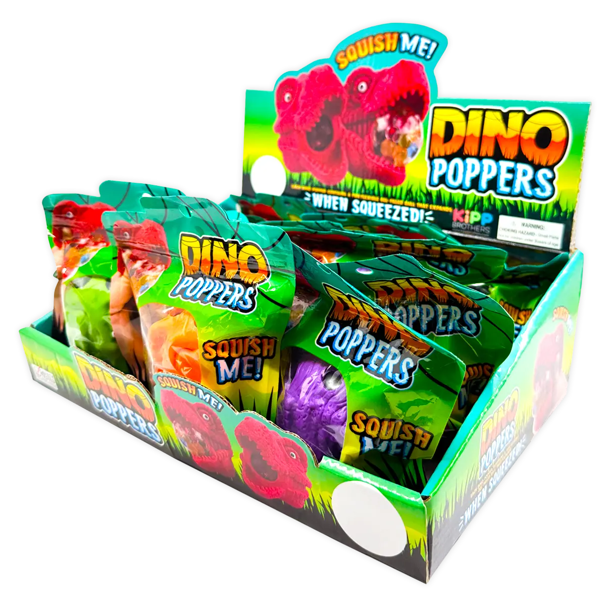 Squish and Squeeze Dino Popper Toy - 12 Pieces Per Retail Ready Display 25033 KIPP BROTHERS