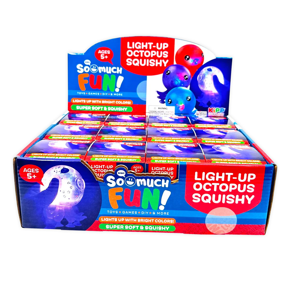 Squish and Squeeze Light-Up Octopus Toy - 12 Pieces Per Retail Ready Display 25035 KIPP BROTHERS