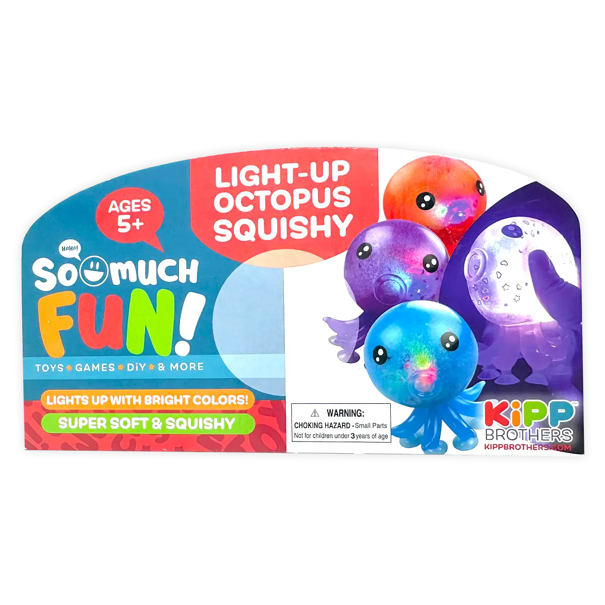 Squish and Squeeze Light-Up Octopus Toy - 12 Pieces Per Retail Ready Display 25035 KIPP BROTHERS