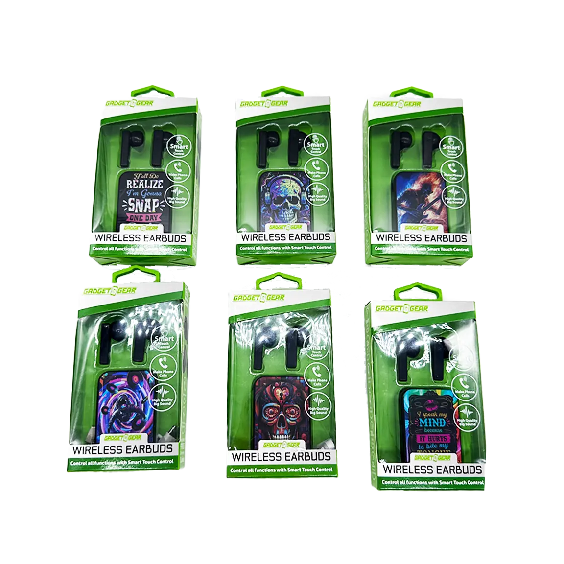 Wireless Earbuds with Printed Case - 6 Pieces Per Retail Ready Display 25062 GADGET GEAR