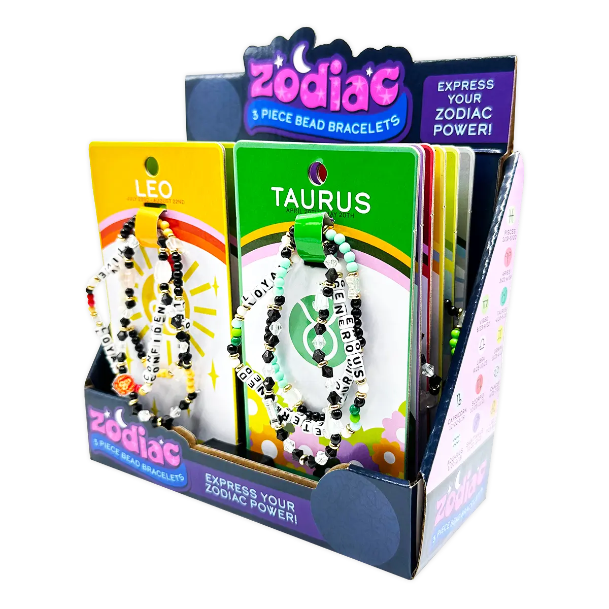 Zodiac 3-Piece Bead Bracelets - 12 Pieces Per Retail Ready Display 25069 NOVELTY INC