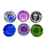 Glass Metal Plated Round Ashtray - 6 Pieces Per Retail Ready Display 25079 SMOKEZILLA