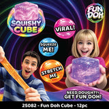 Fun Doh Squish and Squeeze Slow Release Squishy Fun Cube Toy - 12 Pieces Per Retail Ready Display 25082