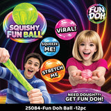 Fun Doh Squish and Squeeze Slow Release Squishy Fun Ball Toy - 12 Pieces Per Retail Ready Display 25084