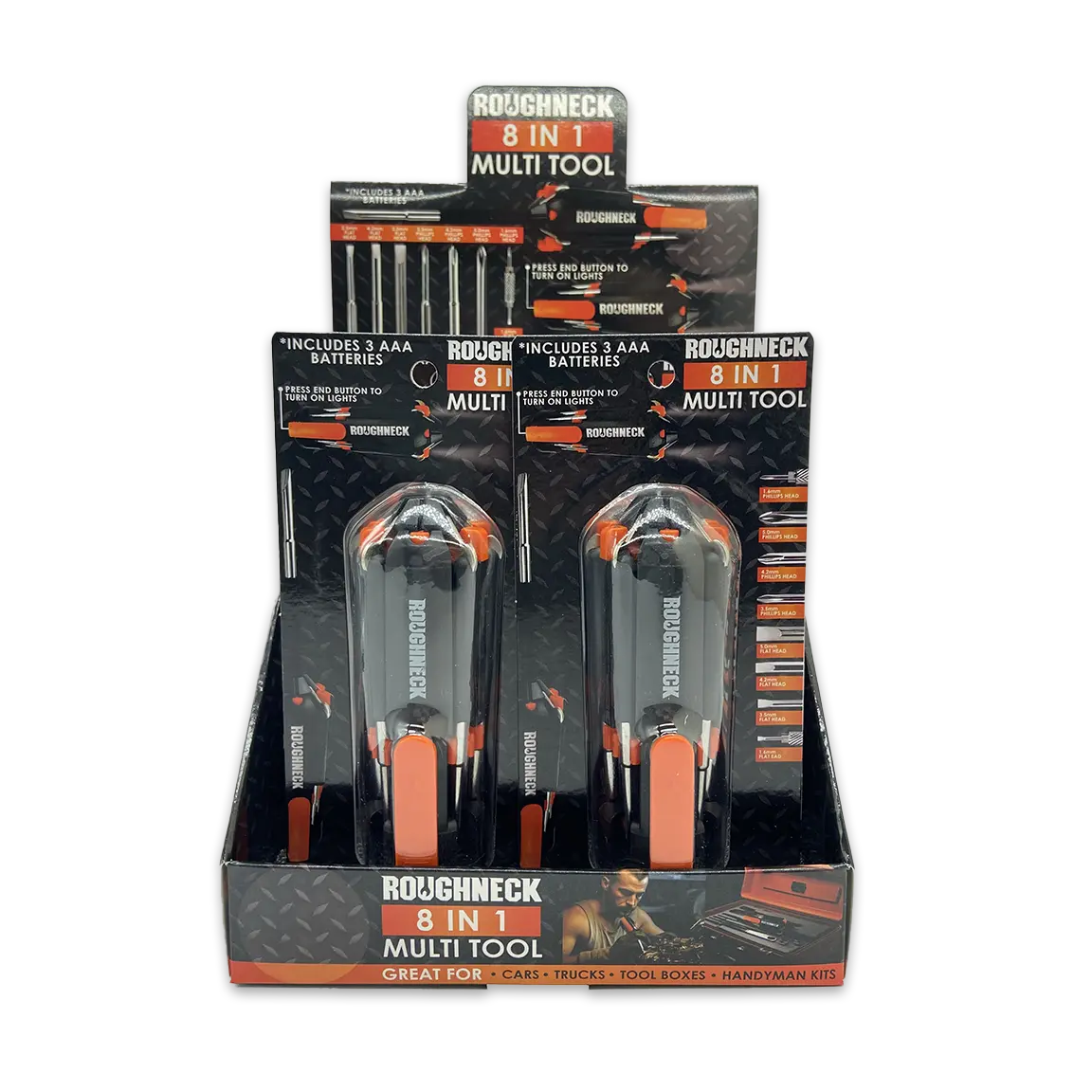 Multi-Tool 8-In-1 with Lights - 6 Pieces Per Retail Ready Display 25116 ROUGHNECK