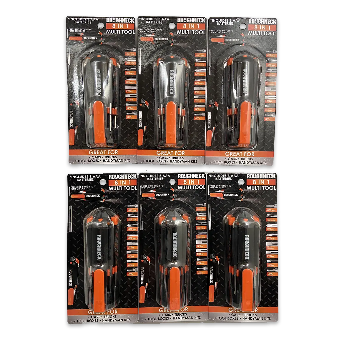 Multi-Tool 8-In-1 with Lights - 6 Pieces Per Retail Ready Display 25116 ROUGHNECK