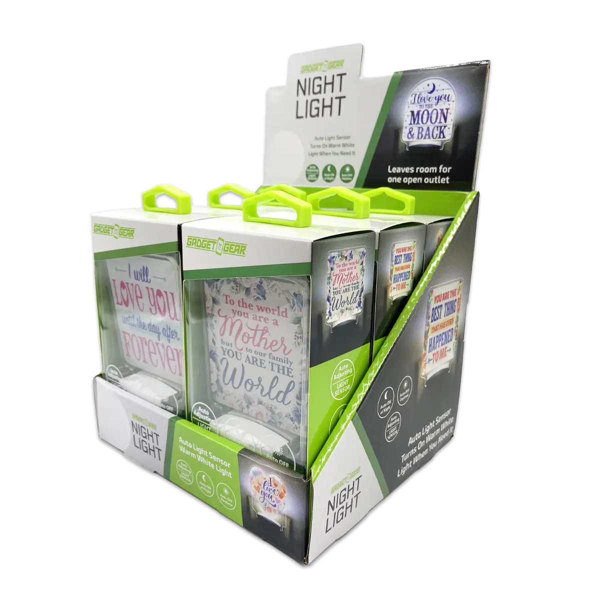Auto On/Off Sensor Night Light AC Wall - 6 Pieces Per Retail Ready Display 25122 GADGET GEAR